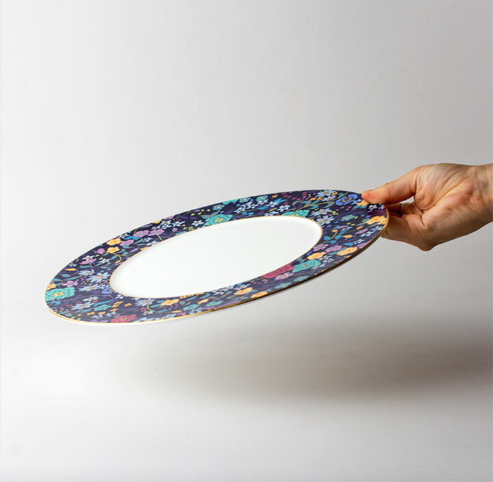 【555円割引クーポン配布中★3/1限定】NIKKO フラワーダンス 29cm ショープレート ホワイト ブルー メーカー直送 花 お皿 食器 磁器 ファインボーンチャイナ 内藤新平 コラボ Flower Dance ニッコー