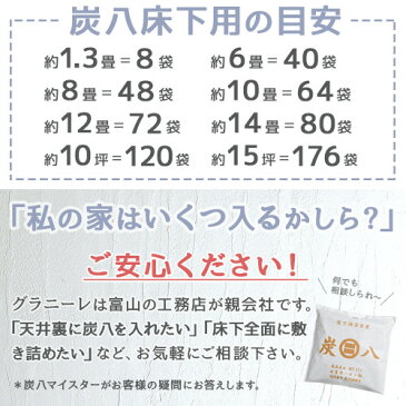 ＜もう8袋(1ケース)のおまけ付＞ 床下用176袋(22ケース) 出雲カーボン 炭八 床下用 176袋セット 15坪分 調湿・脱臭・リフォーム・カビ予防・節電・防虫【区分A】[北海道/沖縄へはご相談]