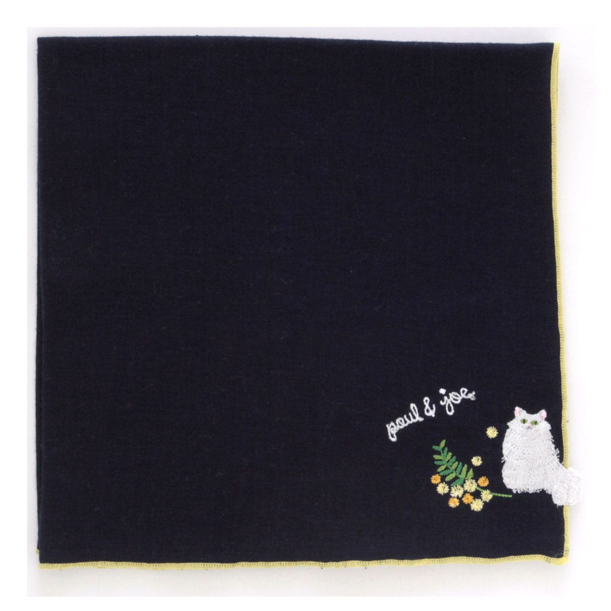 ポール & ジョー アクセソワ ガーゼハンカチ<ジプシー&ミモザ ・ネイビー> 42×42cm PAUL&JOE ポールアンドジョー 猫 綿 レディース かわいい おしゃれ プレゼント ギフト