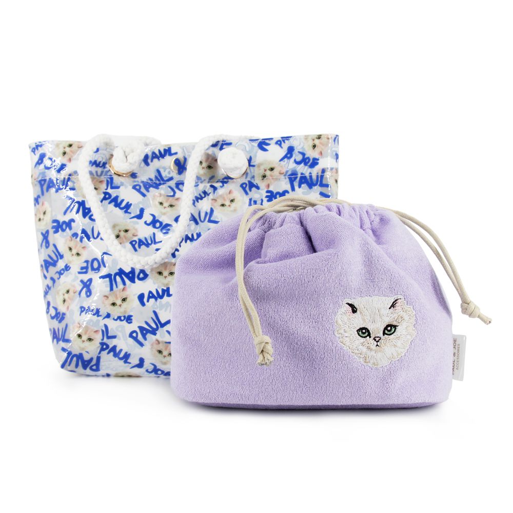 PAUL＆JOE ポールアンドジョー 巾着付き ミニトートバッグ セット ジプシー ラベンダー おしゃれ かわいい ねこ 猫 ポール&ジョー アクセソワ ギフト プレゼント レディース ポーチ 小さめ ランチトートのサムネイル