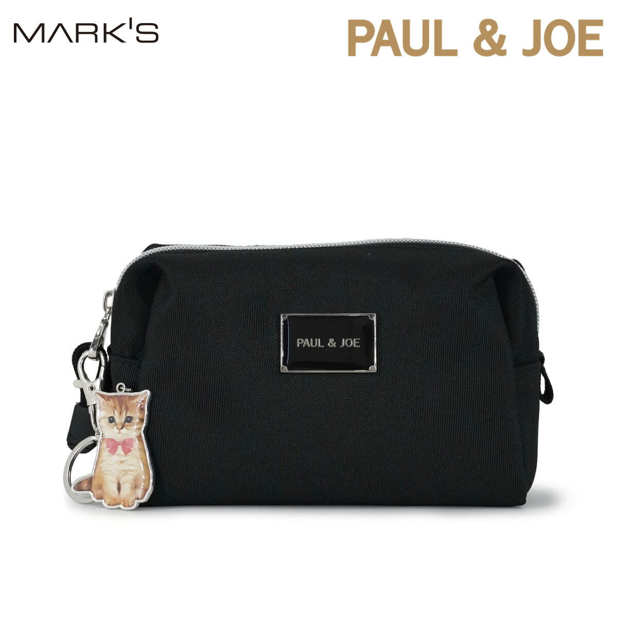 ポール ＆ ジョー アクセソワ ポーチ＜ワッペン・プレートメタル＞ レディース ヌネット メタルチャーム 大きめマチ メイクポーチ ガジェットケース 軽量 小物入れ シンプル おしゃれ かわいい ギフト プレゼント