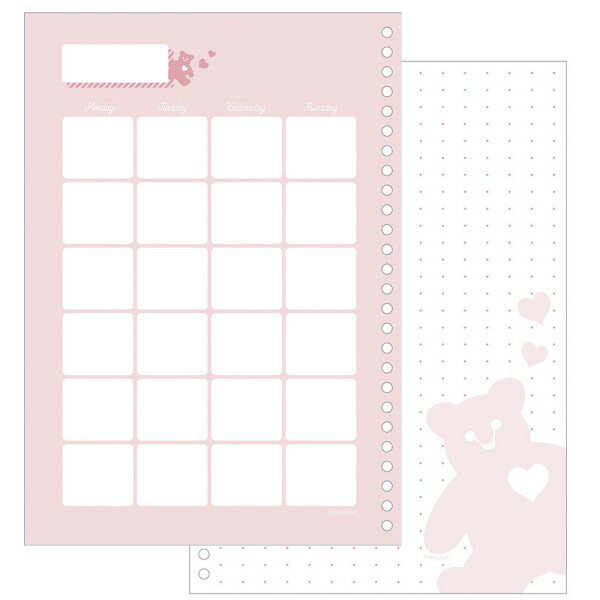 リフィル マンスリー&メモ B5 26穴 ルーズリーフ ミセス・グロスマン マークス