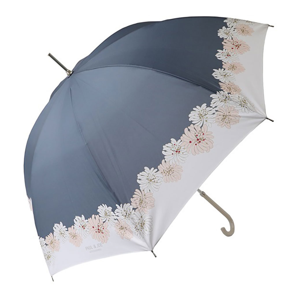 PAUL＆JOE ポールアンドジョー 長傘 日傘 雨傘 UVカット機能付き クリザンテーム ネイビーブルー 晴雨兼用 おしゃれ かわいい 花柄 ポール&ジョー アクセソワ プレゼント ギフト ブランド レディースのサムネイル
