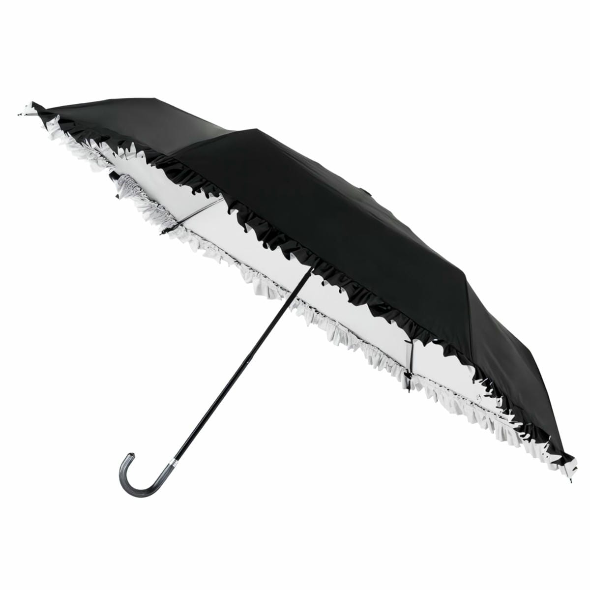 乐天商城 - estaa 遮光折傘 Beauty Shield 無地フリル 54cm 1級遮光99.99％ 遮熱効果有 UV遮蔽率99％以上 耐風仕様 かわいい おしゃれ ギフト プレゼント
