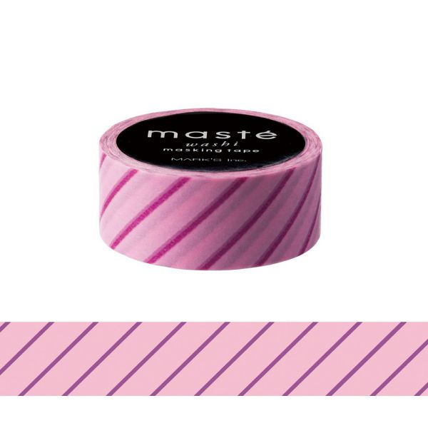 マスキングテープ 手帳 シール ベーシック 「マステ」 パープル ストライプ 15mm おしゃれ シンプル 大人 デコレーション 装飾 日本製