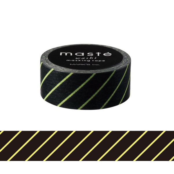 乐天商城 - マスキングテープ 手帳 シール ベーシック 「マステ」 蛍光カラー ブラック ストライプ 15mm おしゃれ かわいい シンプル 大人 デコレーション 装飾 日本製