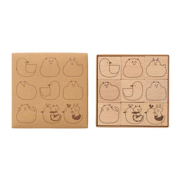 木製スタンプセット どうぶつ 雑貨 文房具 デコ はんこ かわいい イラスト 文具女子 手帳 消しゴムはんこ作家 みずたま mizutama マークスのサムネイル