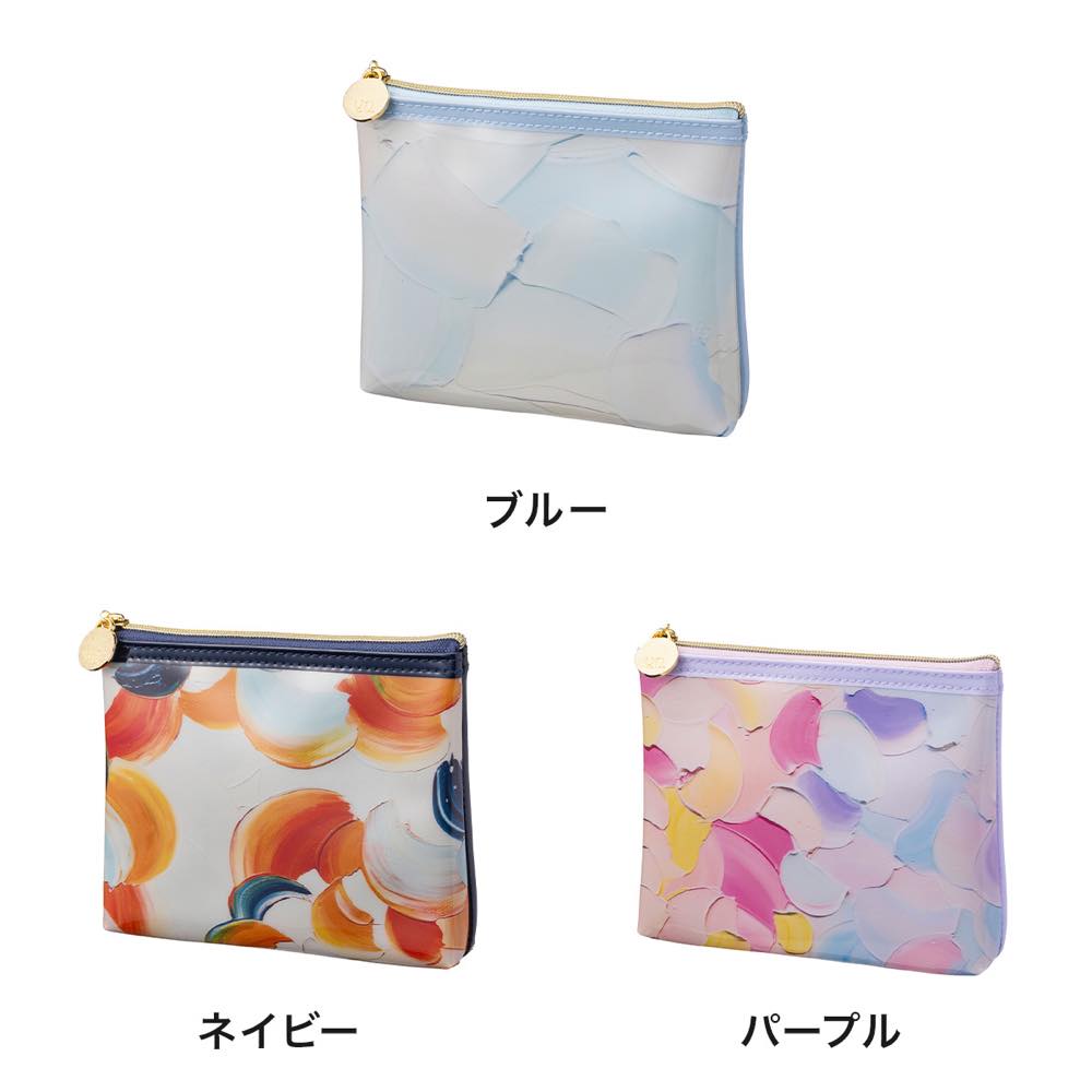 【50％OFF】フラットポーチ 小物入れ ポーチ クリアケース 小さめ アート 油絵 お...