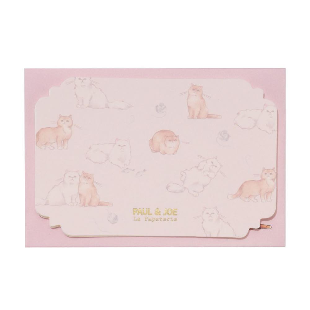 メッセージカードセット プレイング・キャッツ ポールアンドジョー PAUL&JOE メモ お手紙 ねこ ポール&ジョー レターセット ピンク おしゃれ かわいい...