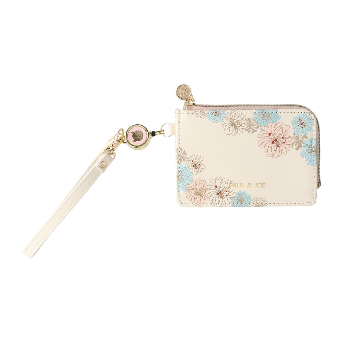 ポールアンドジョー パスケース クリザンテーム・ホワイト リール付き カードケース 定期入れ キーリング付き 通勤 通学 ブランド レディース おしゃれ かわいい ギフト プレゼント 母の日 マークス