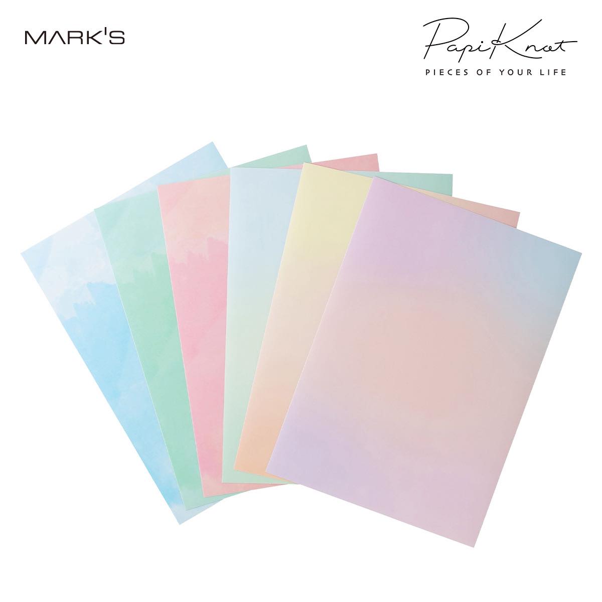 パピノット グラデーションシート アソート ステッカー カスタマイズシート 手帳デコ ノートデコ マークスシステム手帳 カスタムノート A5 透明シート デザインシート コラージュ 6柄セット マークス