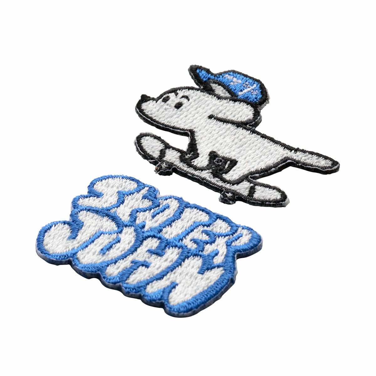 スケータージョン 刺繍ステッカー ワッペン シール 2枚セット 文房具 雑貨 犬 キャラクター スケートボード おしゃれ かわいい デコレーション プレゼント ギフト マークス 2