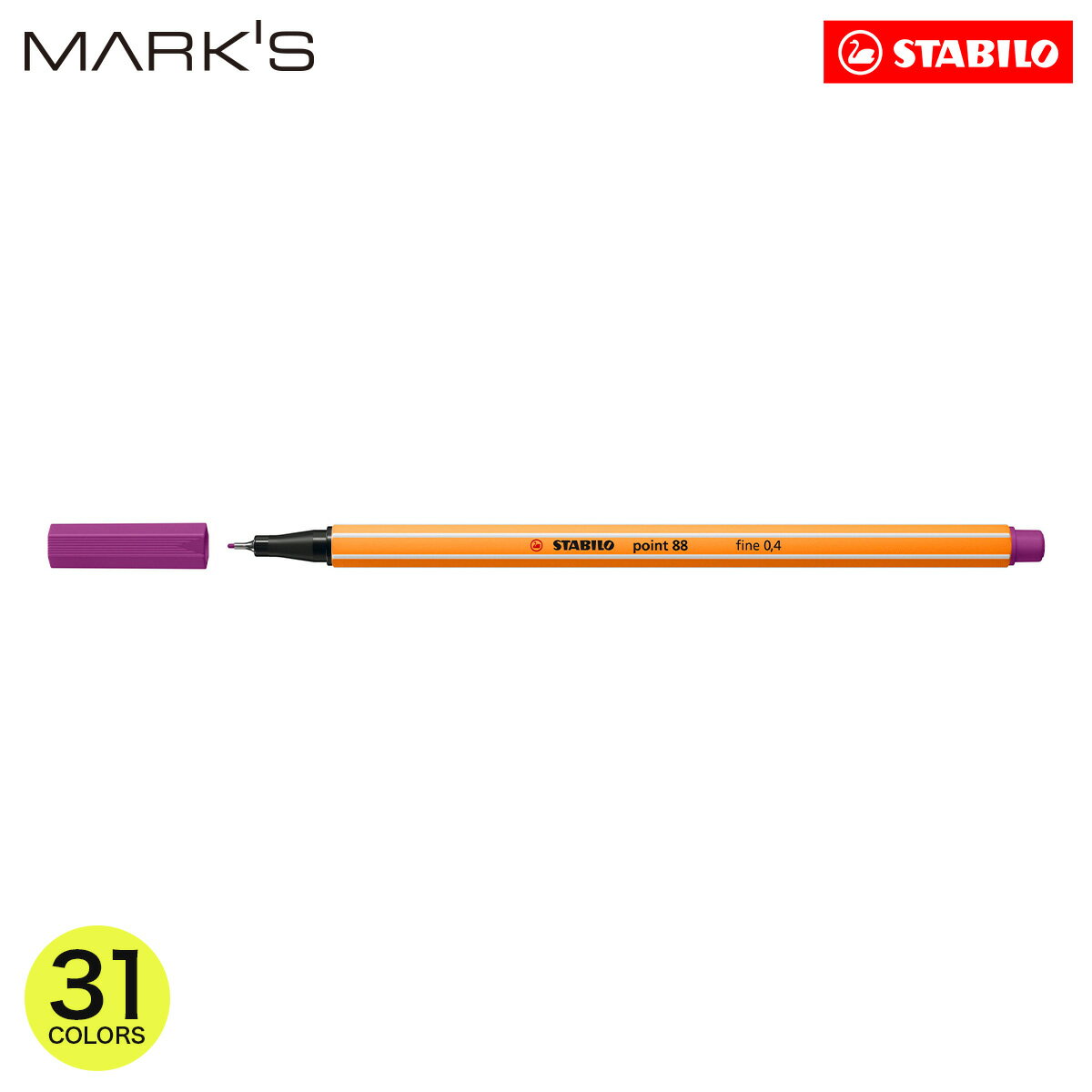 乐天商城 - STABILO スタビロ ポイント88 水性ペン 水性インク 0.4mm 長寿命金属保護チップ ベンチレーションキャップ式 細字 カラーペン おしゃれ かわいい ドイツ製 水性インク 長時間キャップオフ対応 カラフル プレゼント