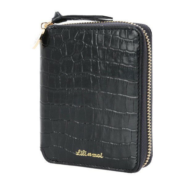 【30％OFF】Lilietmoi リリ・エ・モワ メタルチャーム 本革 革 2つ折り ラウンドファスナー ウォレット 財布 ブラック 黒 大人 おしゃれ レディース ギフト プレゼント マークス
