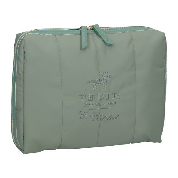 スクエア マチ付 マルチ ポーチ Lサイズ 大きめ 軽量 グリーン カーキ PEDIR ペディール 馬 馬蹄 蹄 マークス 旅行 おしゃれ 大人 レディース シンプル ギフト プレゼント ブランド