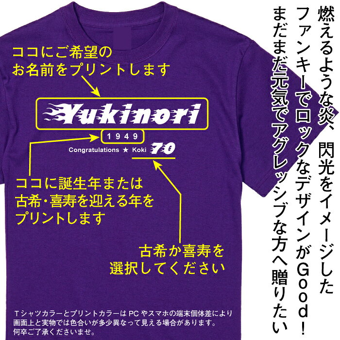 【 古希 喜寿 祝い 名入れ Tシャツ 】 燃...の紹介画像3
