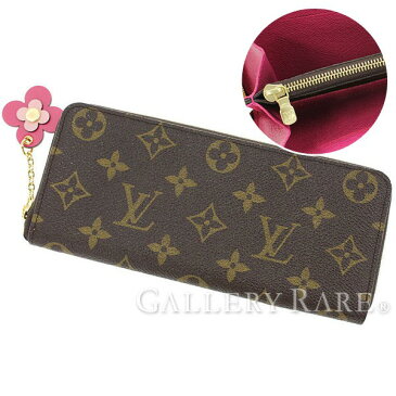 ルイヴィトン 長財布 モノグラム ポルトフォイユ・クレマンス M64201 LOUIS VUITTON ヴィトン ロゴ レディース かわいい チャーム 花 フラワ— 茶色 ブラウン ピンク 人気 薄い 細い スマート ファスナー louisvuitton ビトン ウォレット プレゼント 送料無料 【新品】