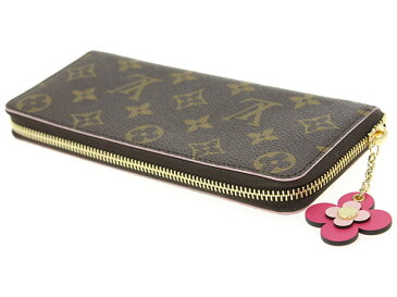 ルイヴィトン 長財布 モノグラム ポルトフォイユ・クレマンス M64201 LOUIS VUITTON ヴィトン ロゴ レディース かわいい チャーム 花 フラワ— 茶色 ブラウン ピンク 人気 薄い 細い スマート ファスナー louisvuitton ビトン ウォレット プレゼント 送料無料 【新品】