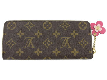 ルイヴィトン 長財布 モノグラム ポルトフォイユ・クレマンス M64201 LOUIS VUITTON ヴィトン ロゴ レディース かわいい チャーム 花 フラワ— 茶色 ブラウン ピンク 人気 薄い 細い スマート ファスナー louisvuitton ビトン ウォレット プレゼント 送料無料 【新品】