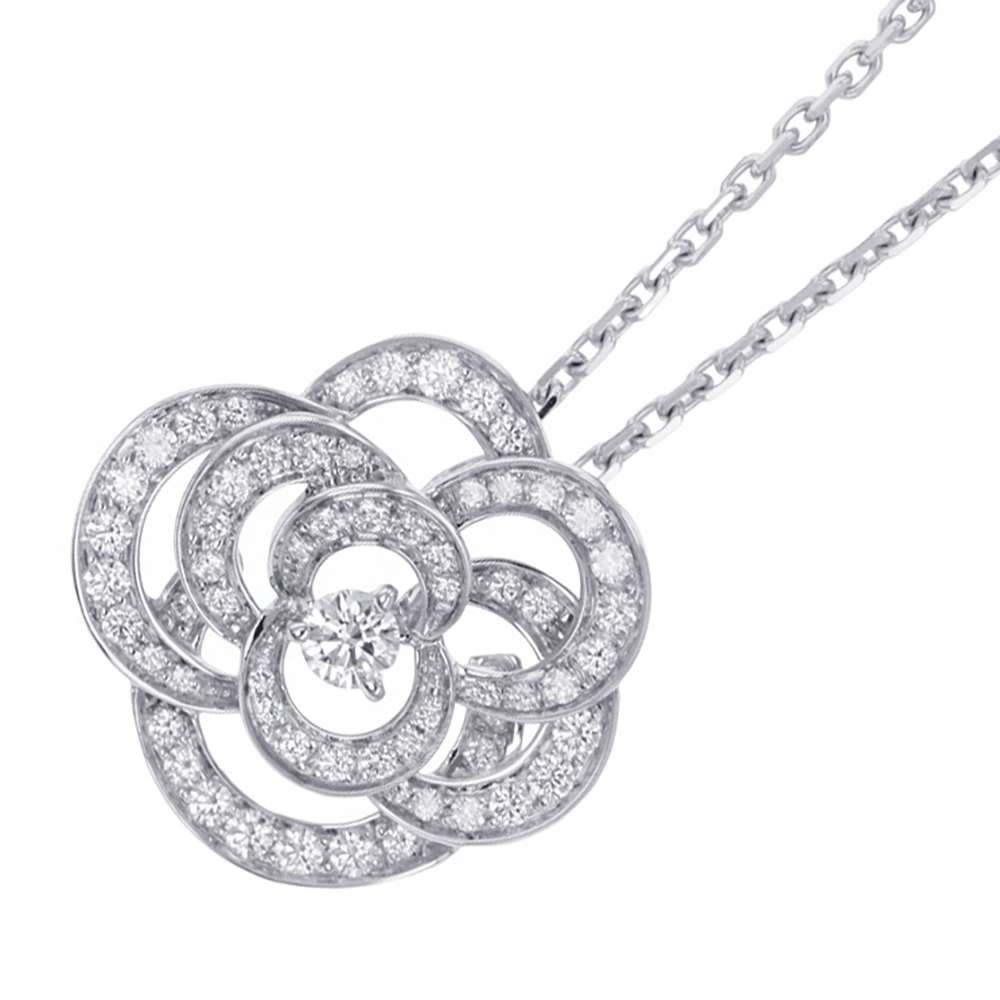 シャネル ネックレス カメリア コレクション ミディアム ダイヤモンド 64P 計約0.85ct K18WG J2580 ペンダント 【安心保証】 【中古】 シャネル カメリア ダイヤモンド CHANEL シャネル 中古のサムネイル