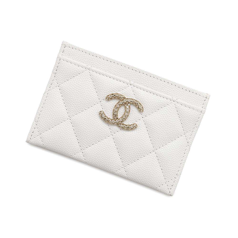 シャネル カードケース マトラッセ ココマーク キャビアスキン AP3188 CHANEL 定期入れ 名刺入れ 白 【中古】 シャネル カードケース CHANEL CARD CASE