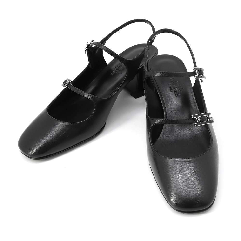 エルメス パンプス ジャッキー 50 レザー レディースサイズ35 HERMES 靴 黒 シェーヴル エルメス 靴 エルメス レディース HERMESのサムネイル