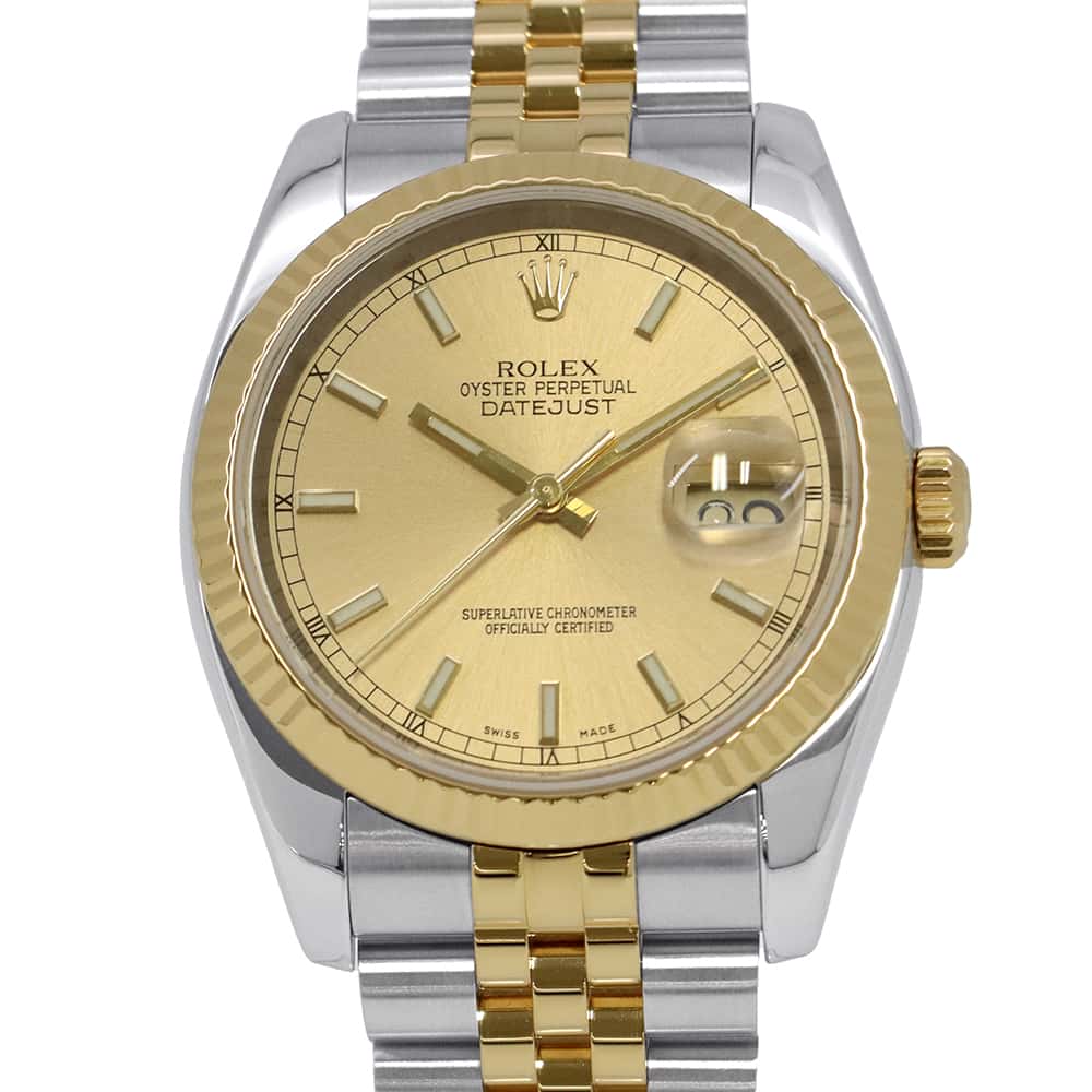 ロレックス デイトジャスト F番 SS/K18YG 116233 ROLEX 腕時計 シャンパン文字盤 【安心保証】 【中古】 ロレックス デイトジャスト ROLEX ロレックス 中古