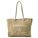 シャネル トートバッグ ドーヴィル ミディアム ショッピングバッグ ロゴ キャンバス A67001 CHANEL 【安心保証】 【中古】 シャネル ドーヴィルラ...