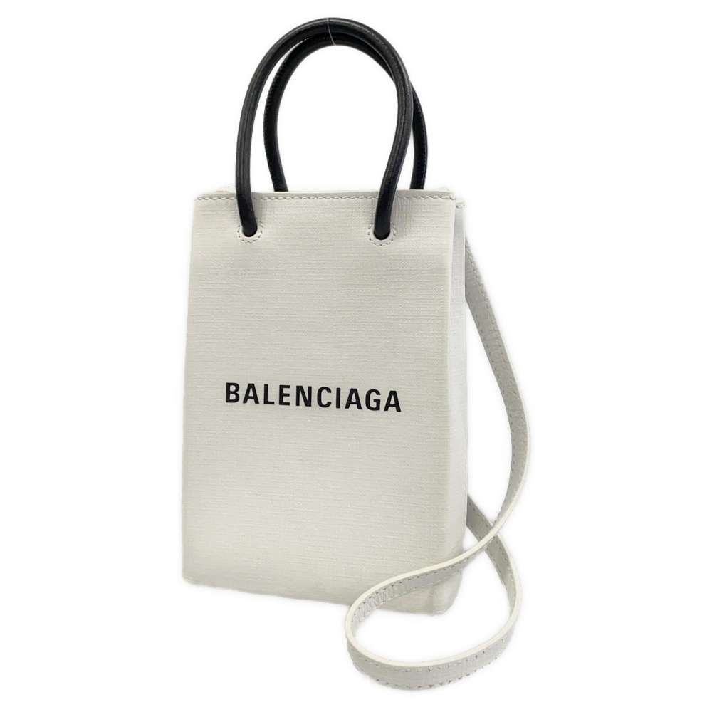 バレンシアガ ショルダーバッグ ショッピング フォンホルダー 593826 BALENCIAGA ミニバッグ クロスボディ 白 【安心保証】 【中古】 ..