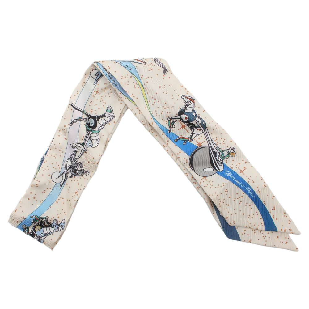 エルメス スカーフ ツイリー スペースダービー Space Derby HERMES シルクツイル 2022年秋冬 【中古】 エルメス スカーフ エルメス ツイリー HERMES SCARF TWILLY