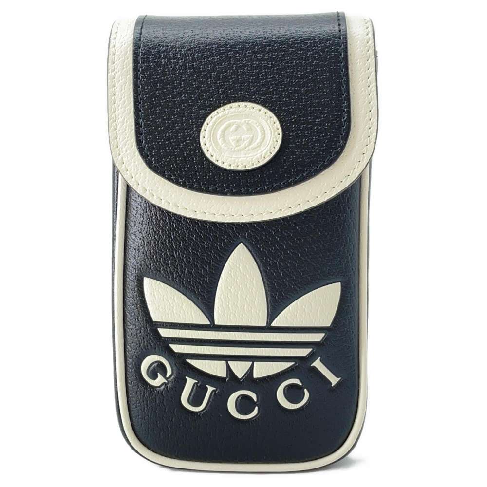 グッチ ショルダーバッグ アディダス コラボ GGロゴ ミニ ポーチ レザー 721794 GUCCI バッグ 黒 白 【中古】 グッチ バッグ グッチ メンズ GUCCI BAG 中古