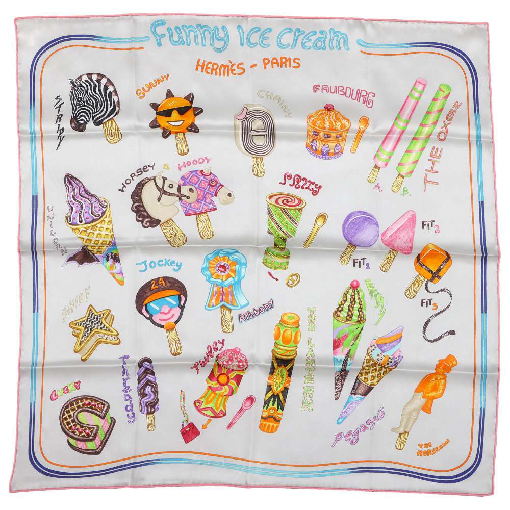 エルメス スカーフ カレ70 ファニー・アイスクリーム FUNNY ICE CREAM HERMES シルク 2024春夏 エルメス スカーフ エルメス カレ HERMES SCARF