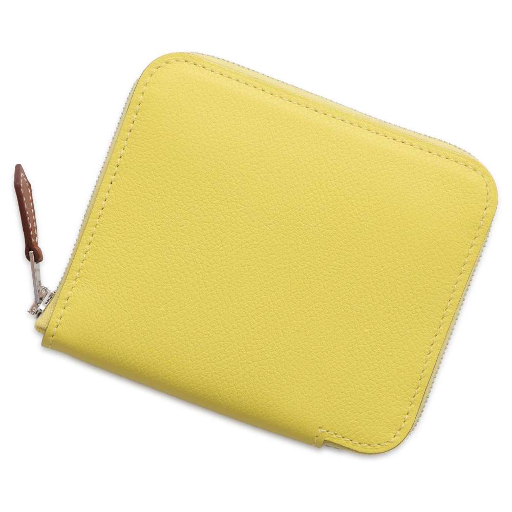 エルメス コインケース アザップコンパクト シルクイン ライム/シルバー金具 エバーカラー B刻印 エルメス 財布 エルメス HERMES WALLETのサムネイル
