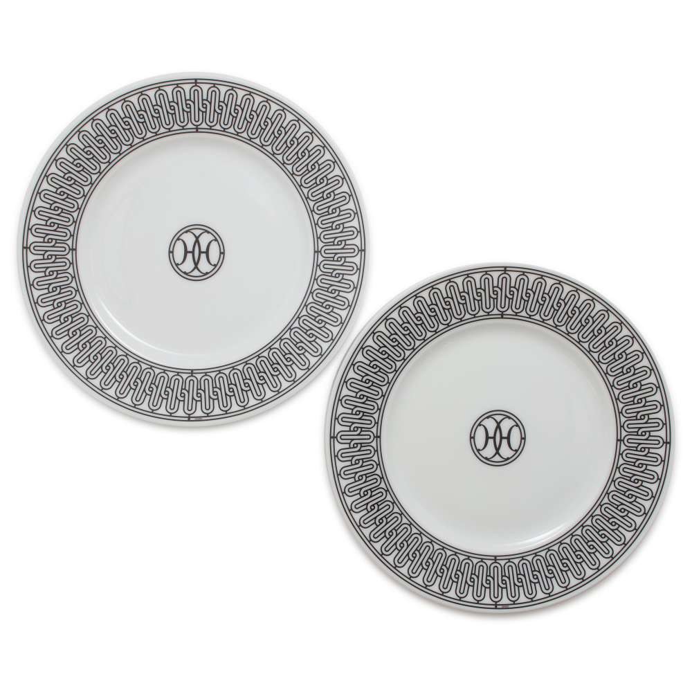 エルメス プレート Hデコ 2枚セット HERMES 食器 陶器 ギフト 黒 エルメス 食器 エルメス 皿 HERMESのサムネイル