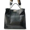 フェンディ トートバッグ ピーカブー エックスライト X-lite パイソン 7VA448 FENDI 黒 2wayショルダーバッグ 【安心保証】 【中古】 フ...