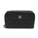 シャネル ポーチ マトラッセ ラウンドファスナーマルチケース ラムスキン CHANEL 黒 【安心保証】 【中古】 シャネル ポーチ シャネル CHANEL