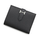 エルメス 二つ折り財布 ベアンコンパクト ブラック/シルバー金具 エプソン B刻印 黒 【中古】 エルメス 財布 HERMES WALLET