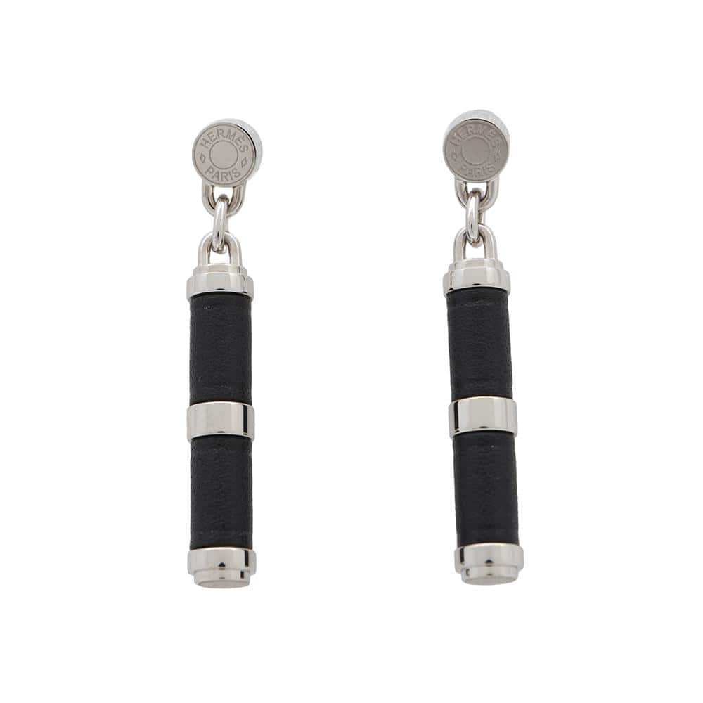 エルメス ピアス シャルニエール PM ブラック/シルバー金具 スイフト HERMES アクセサリー 黒 【中古】 エルメス ピアス エルメス HERMESのサムネイル