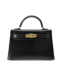エルメス ハンドバッグ ミニケリー2 外縫い ブラック/ゴールド金具 ボックスカーフ U刻印 2wayショルダー 黒 【中古】 エルメス バッグ エルメス HE...