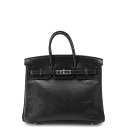 エルメス バーキン25 ブラック/シルバー金具 リザード □J刻印 HERMES Birkin ハンドバッグ 黒 【安心保証】 【中古】 エルメス バーキン エ...