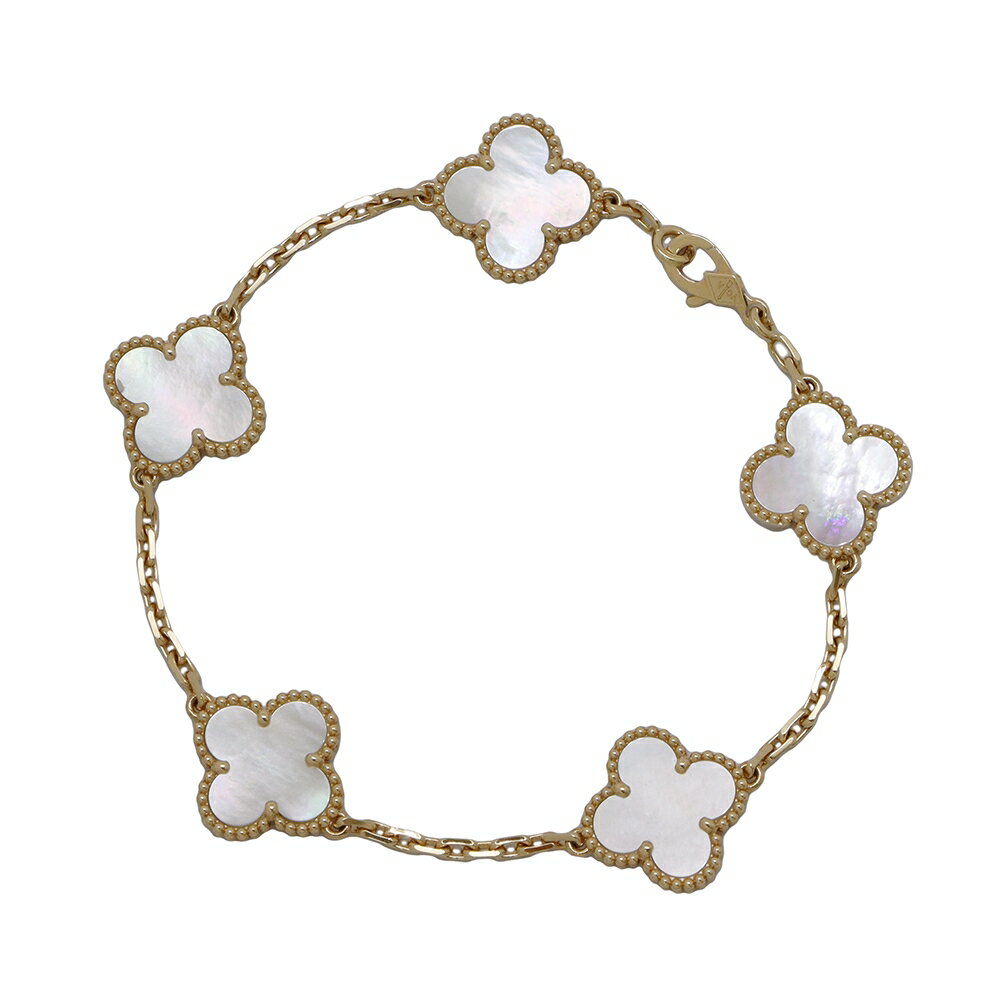 ヴァンクリーフ＆アーペル ブレスレット ヴィンテージ アルハンブラ 5モチーフ マザーオブパール K18YGイエローゴールド VCARA41800 【中古】 ヴァンクリーフ&アーペル アルハンブラ マザーオブパール Van Cleef & Arpels ヴァンクリ 中古のサムネイル