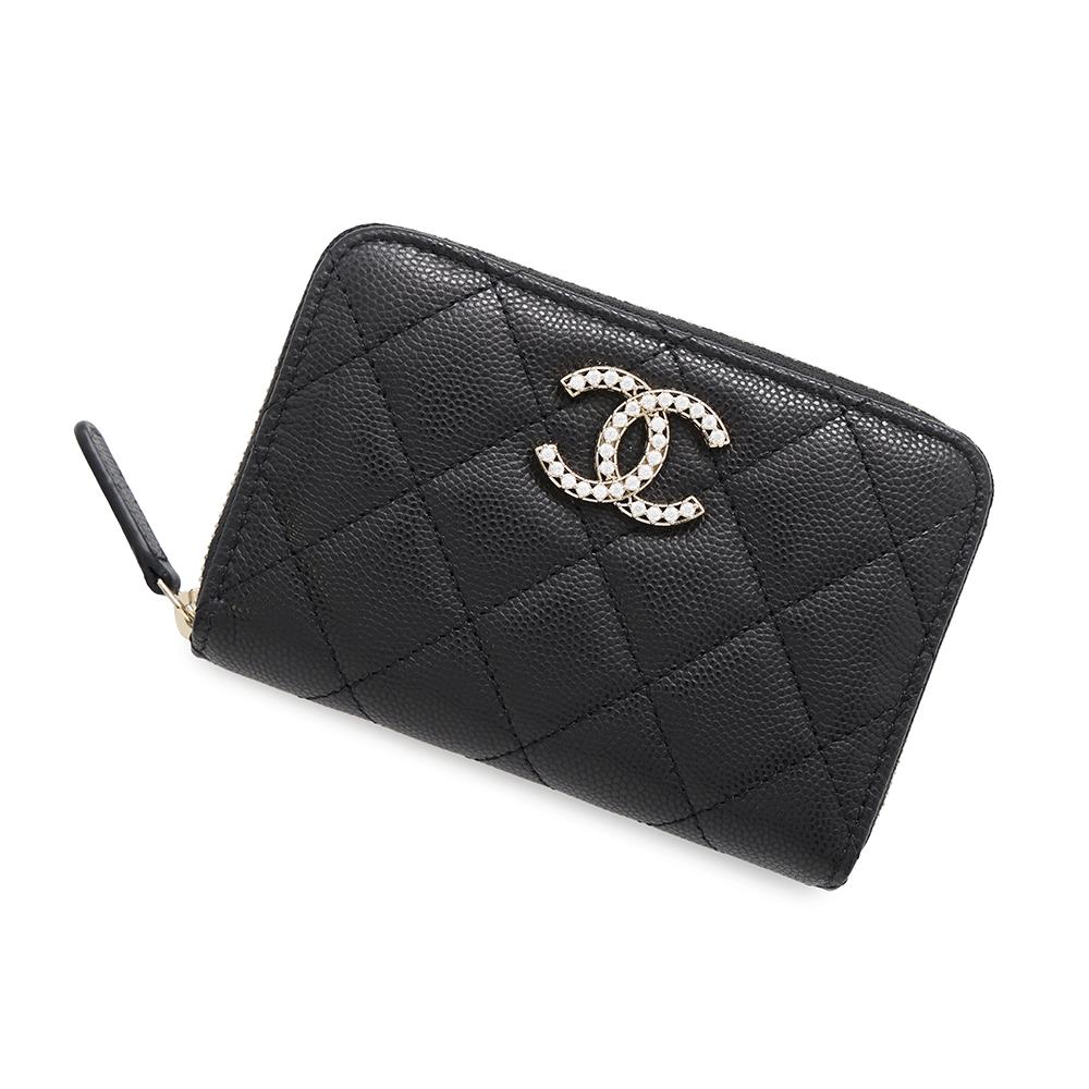 シャネル コインケース ココマーク マトラッセ ジップ コインパース ラインストーン キャビアスキン AP4560 CHANEL 財布 黒 シャネル コインケース CHANEL WALLETのサムネイル