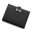 エルメス 二つ折り財布 ベアンコンパクト ブラック/シルバー金具 エプソン W刻印 黒 エルメス 財布 エルメス HERMES WALLET