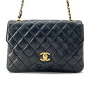 シャネル チェーンショルダーバッグ ココマーク マトラッセ ラムスキン CHANEL バッグ 黒 【安心保証】 【中古】 シャネル バッグ CHANEL BAG