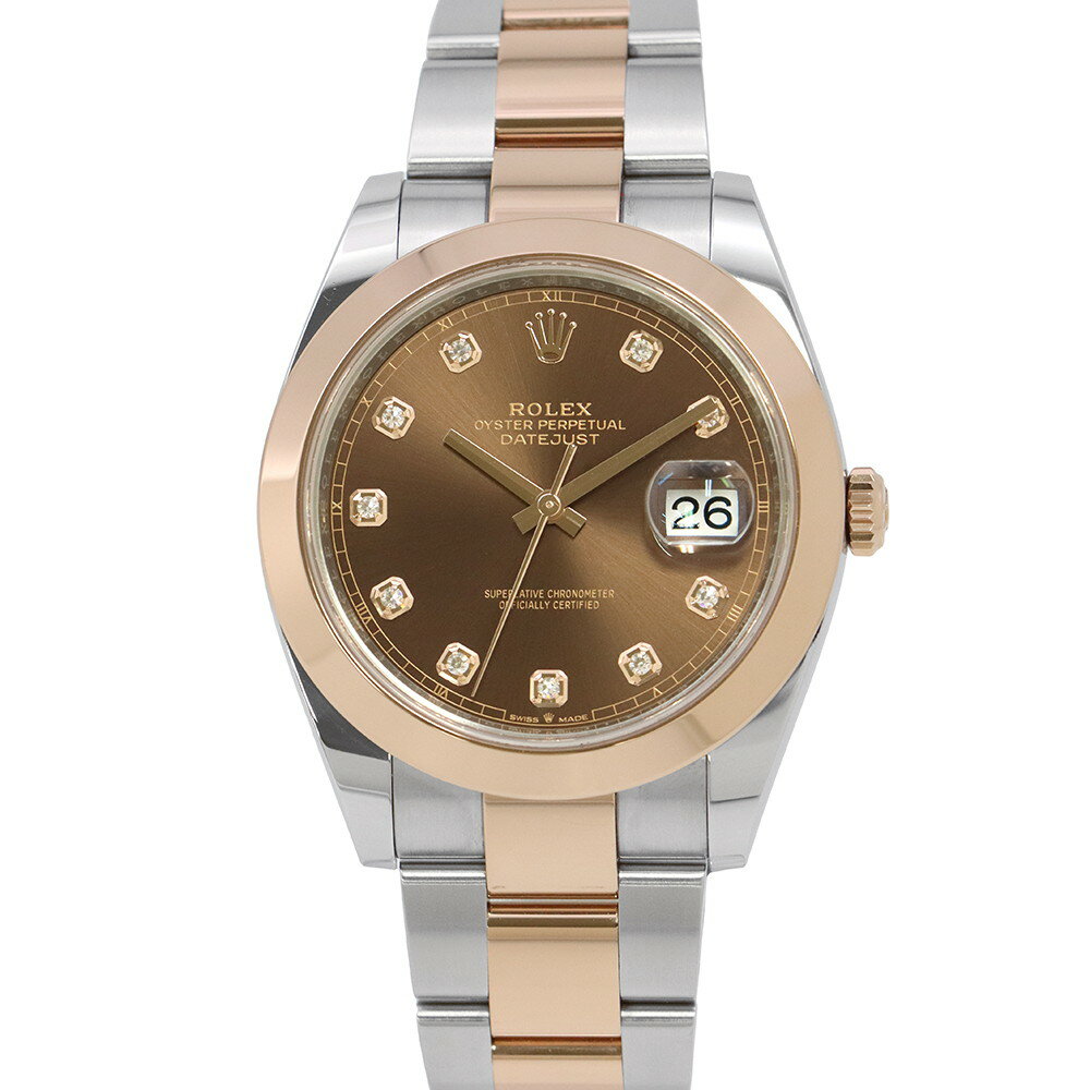 ロレックス デイトジャスト SS/K18PG 126301G ROLEX 腕時計 チョコレート文字盤 10Pダイヤ 【安心保証】 【中古】 ロレックス デイトジャスト ROLEX ロレックス 中古