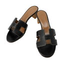 エルメス サンダル オアジス Oasis レザー レディースサイズ37 HERMES 靴 黒 【中古】 エルメス サンダル HERMES SANDAL