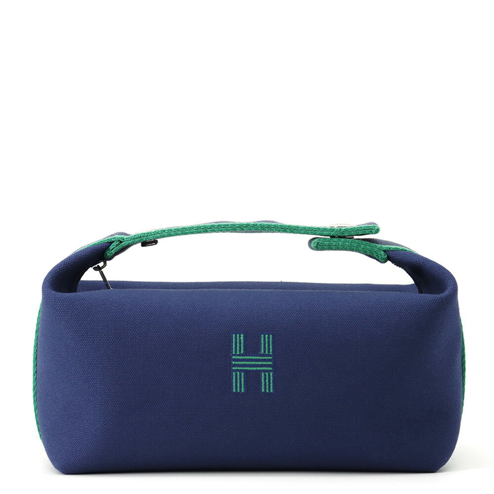 エルメス ポーチ ブリッド・ア・ブラックPM ネイビー/グリーン/シルバー金具 キャンバス HERMES 【中古】 エルメス ポーチ レディース HERMESのサムネイル