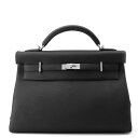 エルメス ハンドバッグ ケリー マキシ 内縫い 42 ブラック/シルバー金具 トゴ W刻印 2wayショルダー 黒 エルメス バッグ HERMES BAG