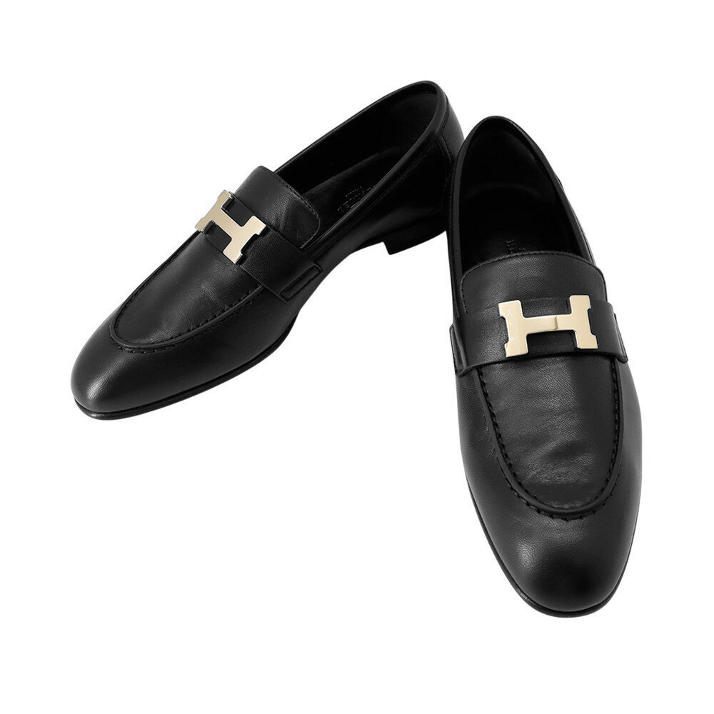 エルメス モカシン パリ ブラック/シルバー金具 レザー レディースサイズ37 HERMES 靴 黒 【中古】 エルメス 靴 エルメス レディース HERMESのサムネイル