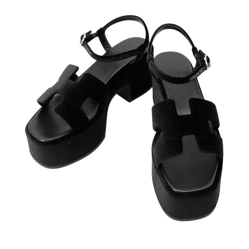 エルメス サンダル ジャム 30 ベロア レディースサイズ37 HERMES 靴 黒 エルメス 靴 エルメス レディース HERMES SANDALのサムネイル